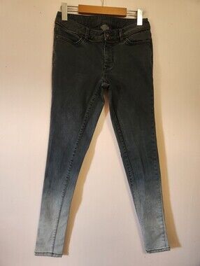 ​Harley-Davidson Black Ombre Dip Dye Zipper Trim Skinny Moto Jeans Y2K Sz 26